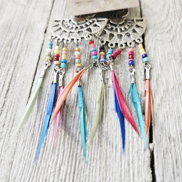 8 Pairs of Bohemian Style Colorful Feather Fashion Jewelry Earrings Lot Costume - Picture 4 of 16